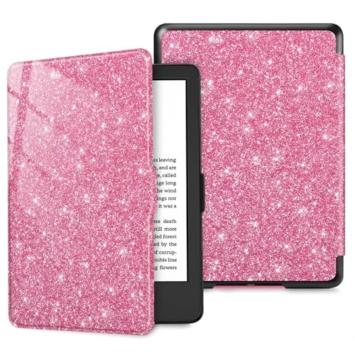 Fintie Slimshell Case for 6" All-New Kindle (11th Generation-2024/2022 Release) - Lightweight Shell PU Leather Cover with Auto Sleep/Wake for Kindle 11th Generation 2024/2022 e-Reader, Glitter Magenta