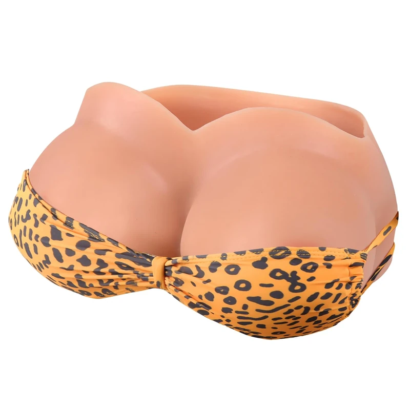 YEEFAIRY Silicone Crossdresser Breastplate Strapless Bandeau for Trans Woman Tube Top Fake Chest with Elastic Adjustable Strap Breast Forms Cotton Filled Transgender Cosplay, D cup - S, Bronze