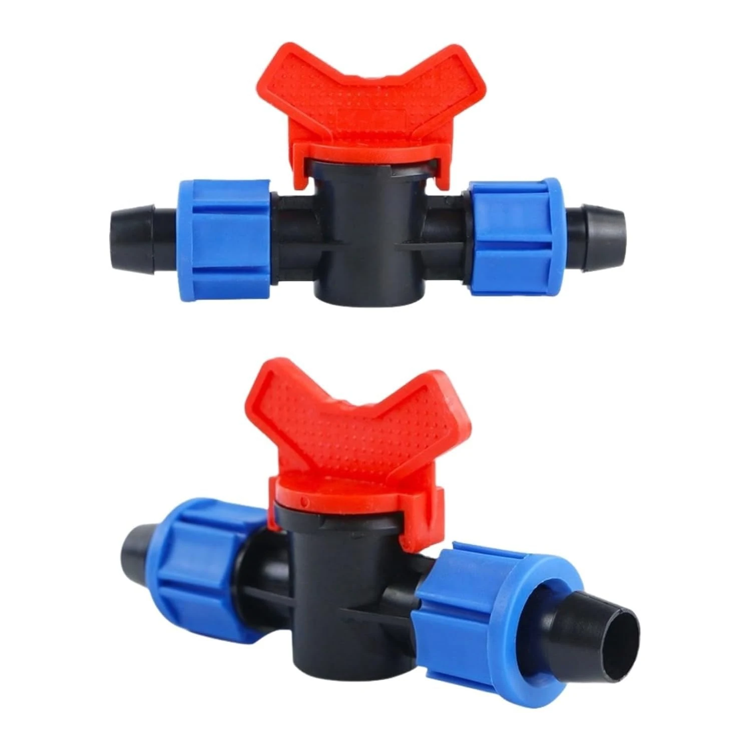 MiJunHD 20mm Double Barbed Locking Nut Drip Irrigation Switch Valve, 2PCS Leak-proof Shut-off Plastic Valve Compatible with 20mm PE Pipe Hose Drip Tape Tube