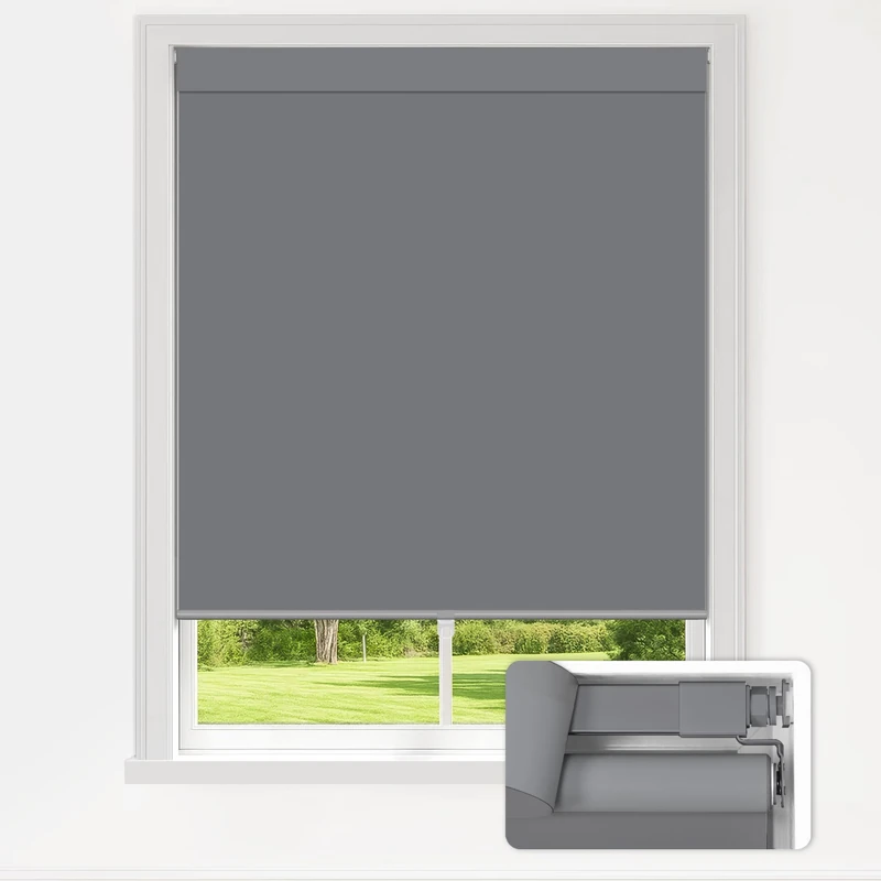 LazBlinds No Drill Blackout Roller Shades, 38" W x 72" H, Grey