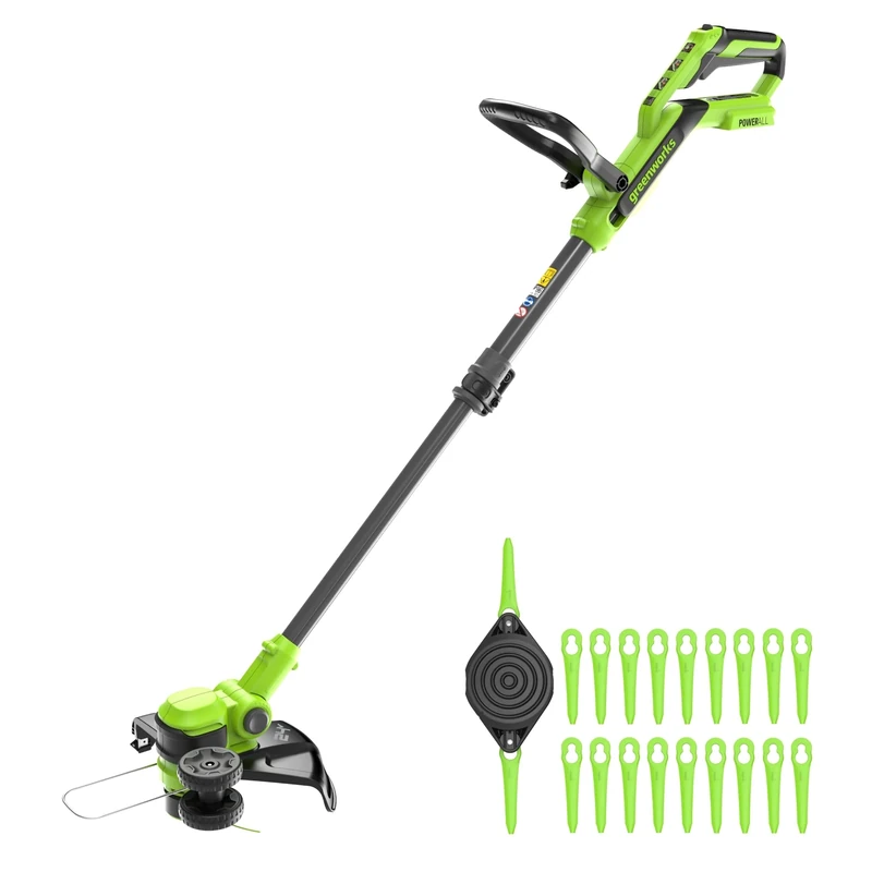 Greenworks Cordless String Trimmer 24V 30cm, Battery Powered Grass Strimmer, Auto Feed Head, Edger (Includes 20 Blades), Battery and Charger Not Included