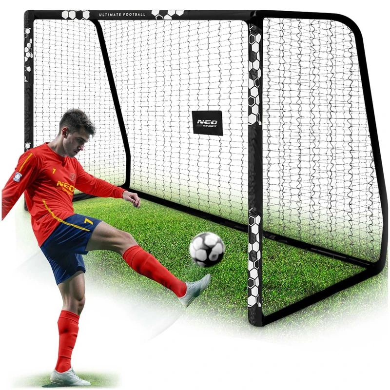 Neo-Sport Football Goal for Children and Adults with Protective Cover, 300 x 200 x 120 cm, Black and White Hexagon