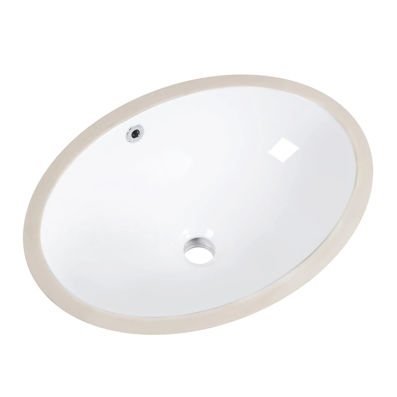 KARAMAG 20.5 Inch Undermount Bathroom Sink Oval Undermount Sink White Ceramic Under Counter Bathroom Sinks with Overflow (20.5"x15.4")