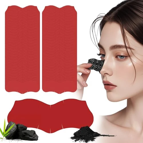 Blackhead Remover Strips,80 Pcs Charcoa Pore Strips Deep Cleansing Nose Strip Blackhead Face Blackhead Remover Suitable for All Skin Types Effective for Men and Women(Red)