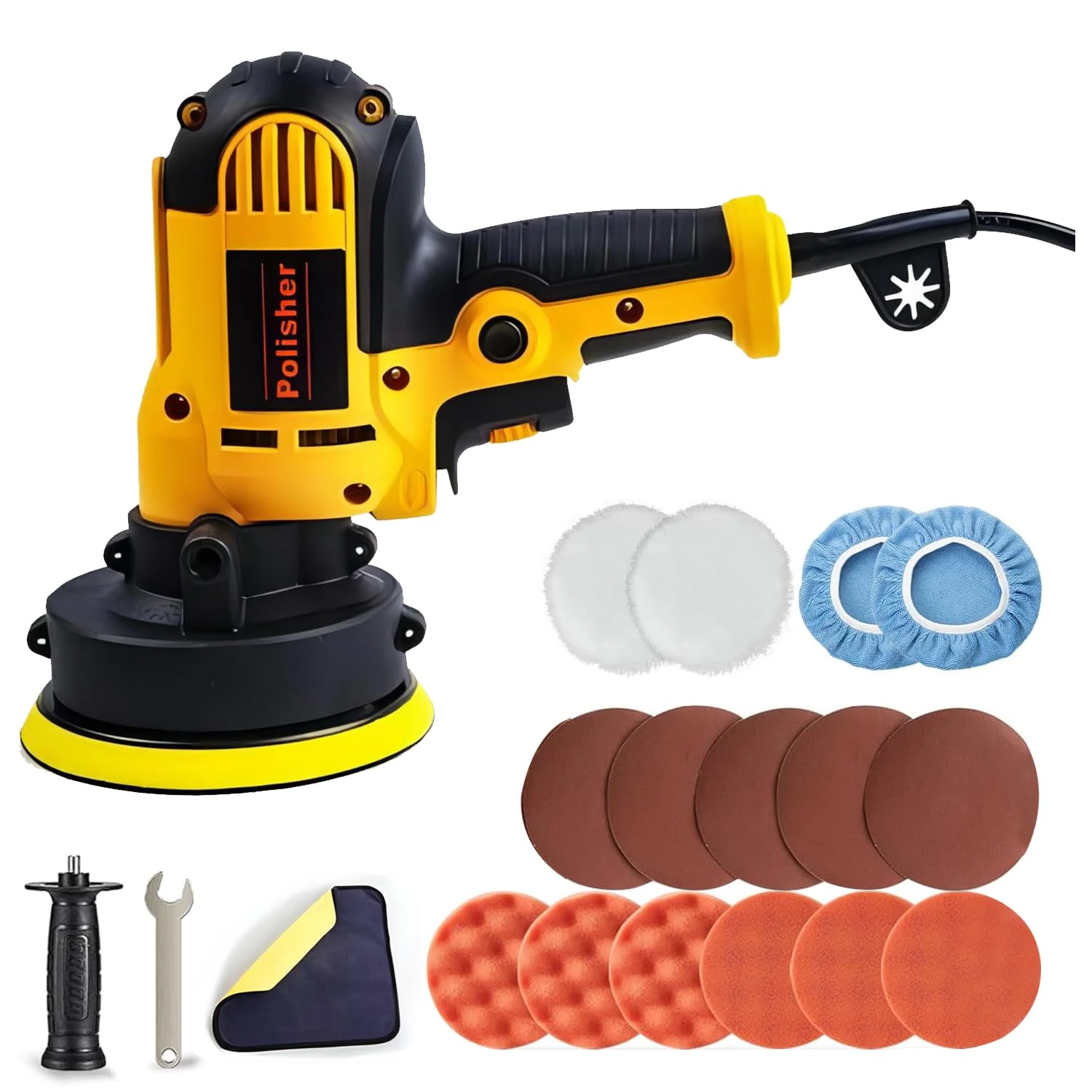 Car Polisher, 700W Rotary Car Polisher Kit - 500-3600 RPM Variable Speed Lightweight Car Buffer Polisher Machine with 19 Accessories for Car Care Polishing Clean