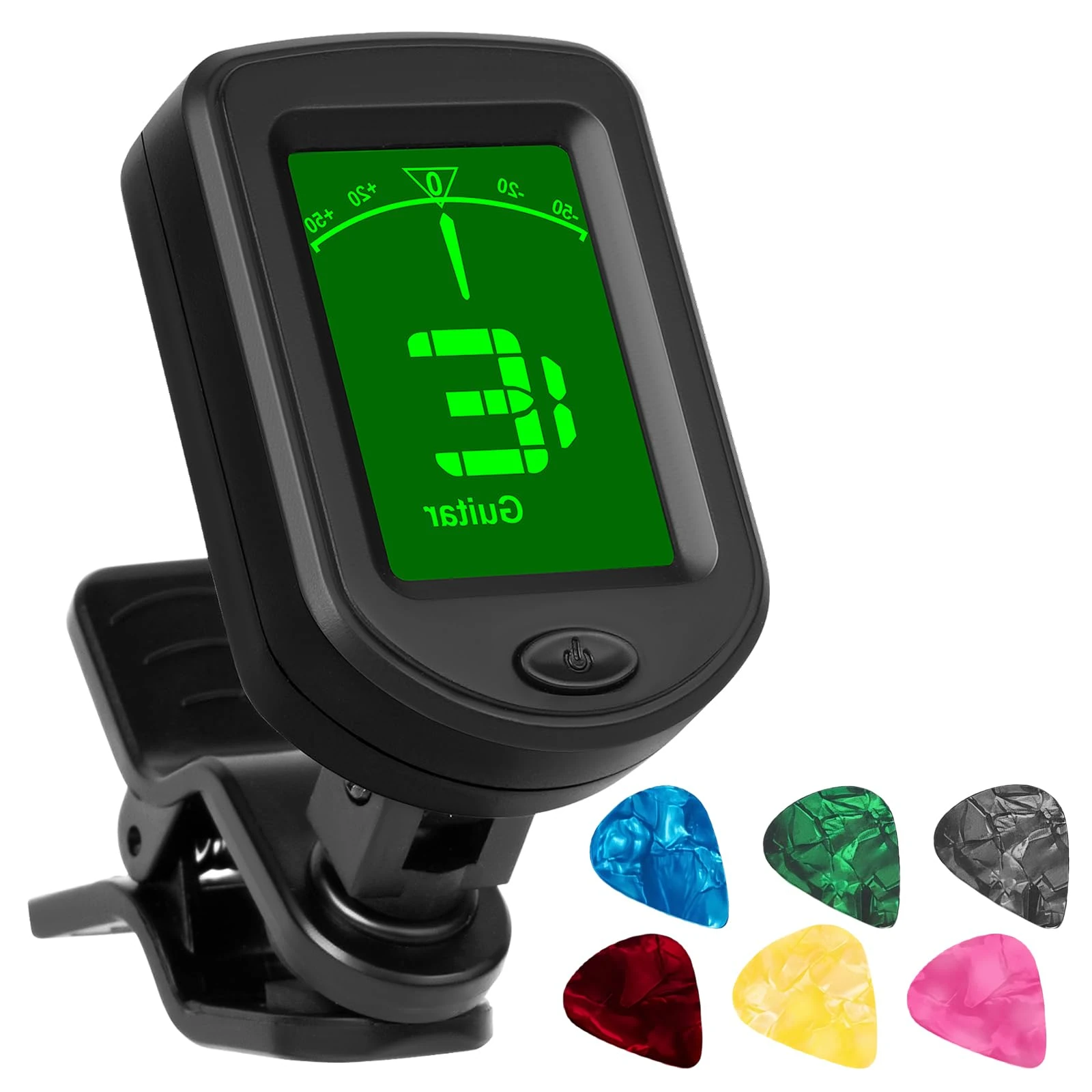 AMFUN Guitar Tuner Clip On, Digital Tuners of Guitar Accessories with LCD Display, Guitar Tuner Clip On for Acoustic Guitar, Bass, Violin, Ukulele, Electronic Guita