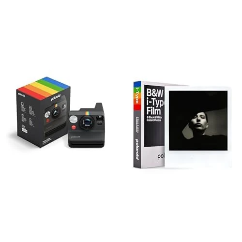 Polaroid - Now Gen3 - Instant Camera + Black and White Film Bundle (8 photos) - Black