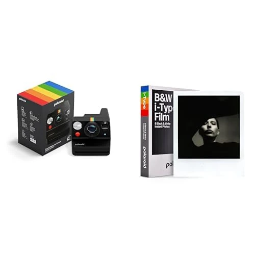 Polaroid - NOW+ Gen3 - Instant Camera Bluetooth Connected - Camera + Black and White Film Bundle (8 photos) - Black