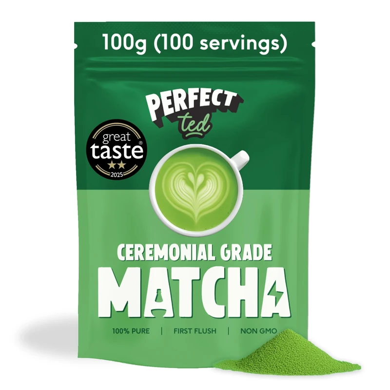 PerfectTed Original Matcha Powder, Ceremonial Grade Japanese, 100g (100 Servings), Premium Green Tea, Perfect for Lattes & Smoothies | with L-Theanine | Antioxidants | Vegan | Gluten-Free