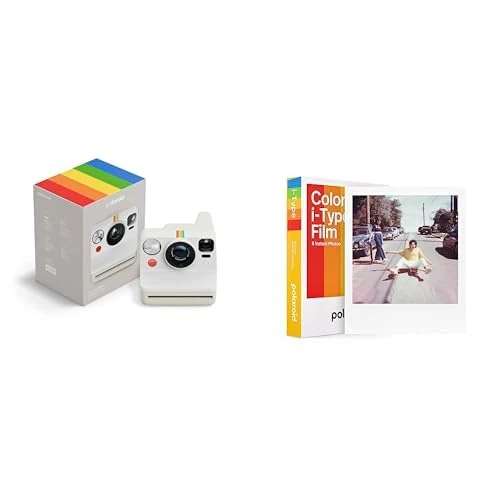 Polaroid - Now Gen3 - Instant Camera + Color Film Bundle (8 photos) - White