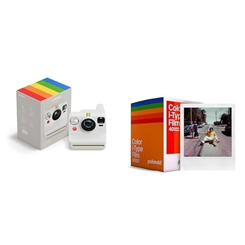 Polaroid - Now Gen3 - Instant Camera + Color Film Bundle (40 photos) - White