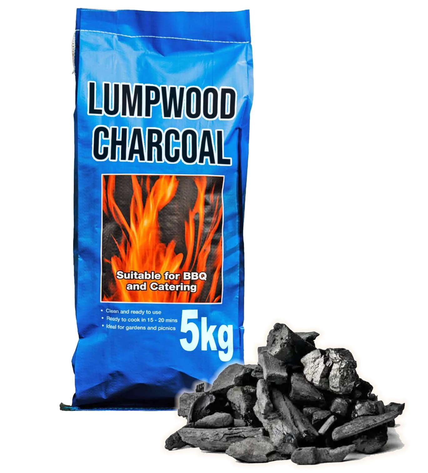 5kg Bag of Premium Lumpwood BBQ Charcoal, Bag of Hotter Burning Coal Barbecue smoking Lump wood Charcoal, Perfect for Outdoor Grills (1x 5kg)