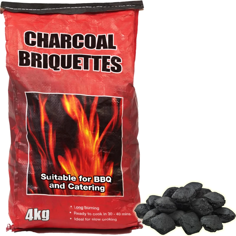 4kg Bag of Premium BBQ Charcoal Briquettes, 1x Bag of Hotter Longer Burning Constant Temperature Barbecue Charcoal, Perfect for Outdoor Grills (1x 4kg)