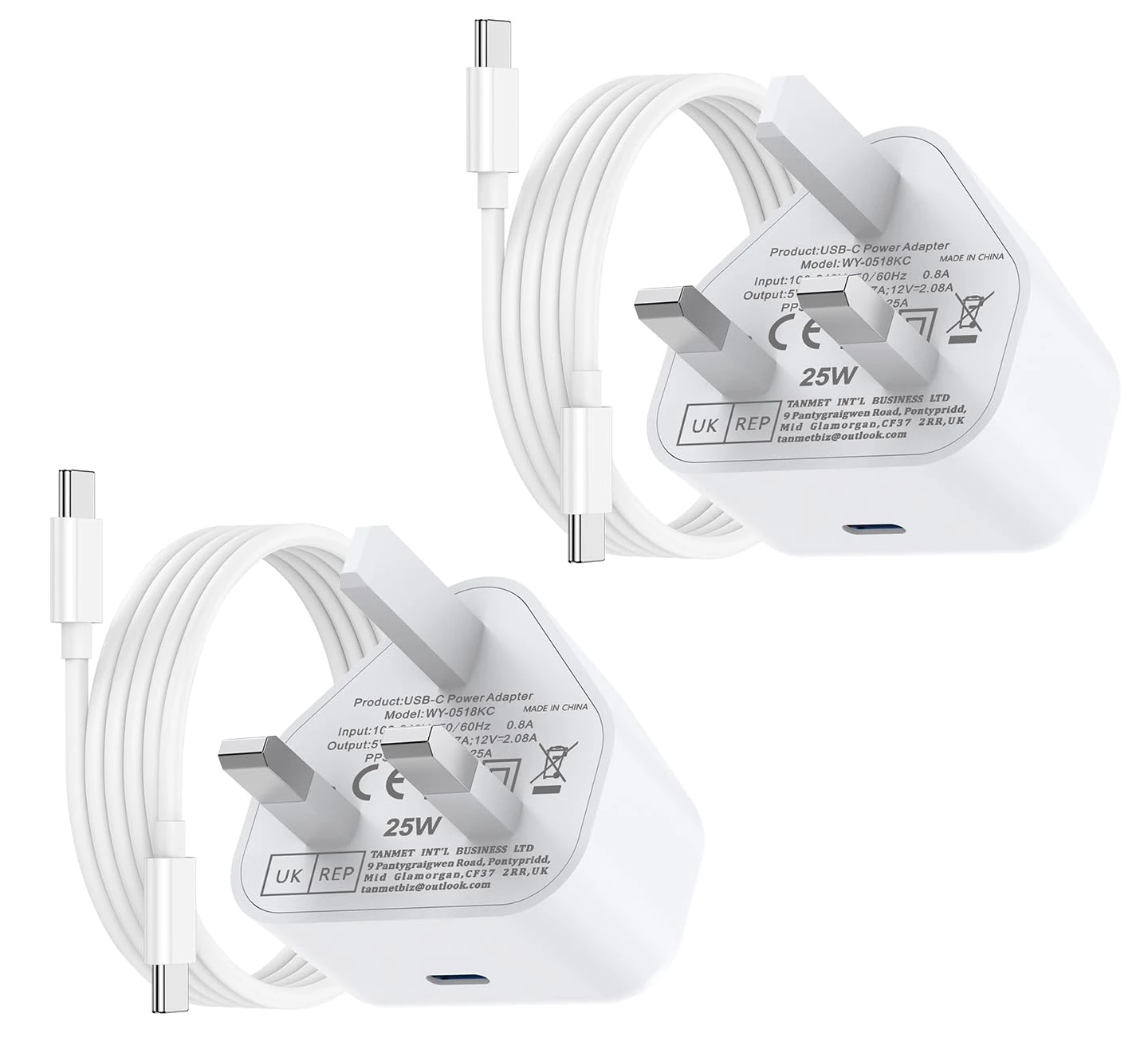 UGKENT Charger for iPad,2 Pack USB C Fast Charger Cable and Plug 25W Charge for Apple i Pad Pro 12.9 11 13 inch 4th 5th 6th M4 2024 Generation/Air 10.9 5th M2 M3/Mini 6 A17 Pro/Pad 10th A16 11th 2025