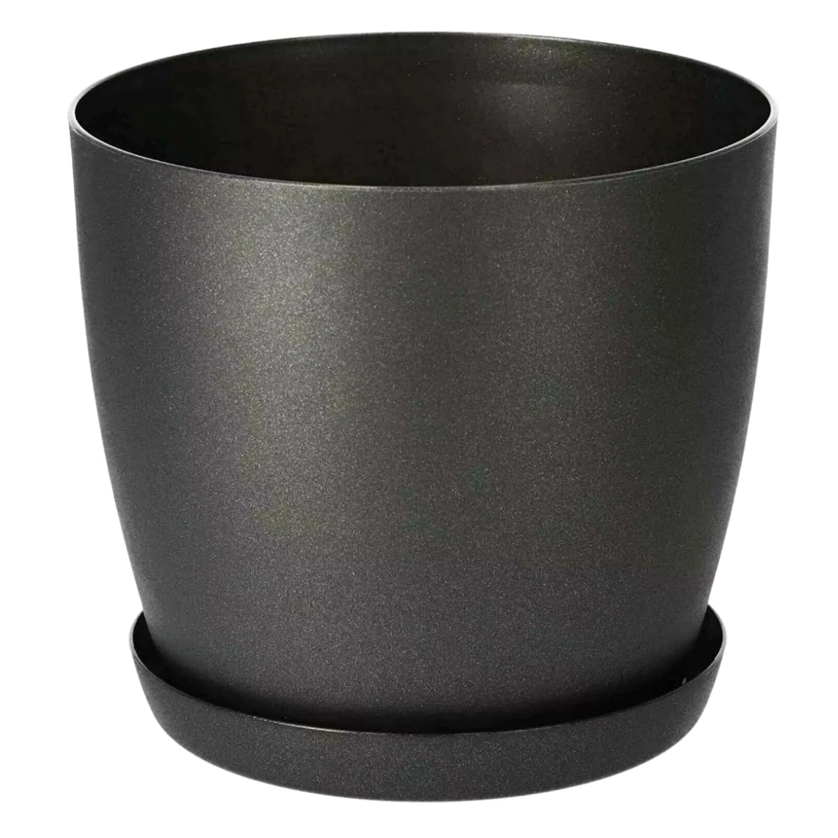 Flower Pots 6 Colours 8 sizes Matt Plastic Plant Pots Planter + Saucer Tray Deco (Black Matt, 30 cm)
