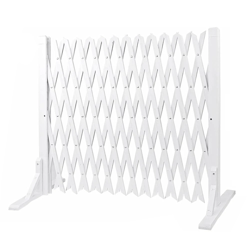 Easylife Expanding Fence - White Garden Divider, Extendable Trellis Fence Panel for Outdoor Use, Free Standing Pet or Dog Barrier, W48.2–250cm x H87cm, Durable PE/PVC Material