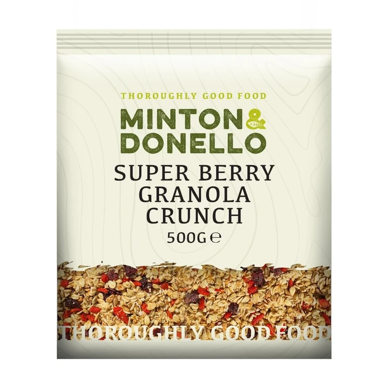 Minton & Donello Super Berry Granola Crunch 6 x 500g (3Kg) - High Fibre, Vitamin-Rich Breakfast & Snack