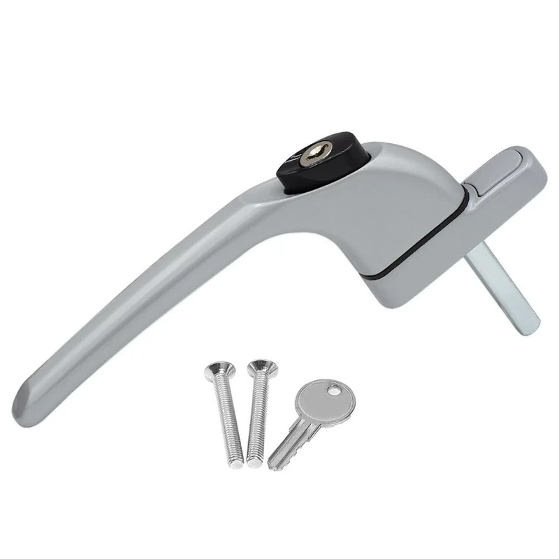uPVC Universal Window Handle Inline Locking Espag Double Glazing Matte Silver 30mm
