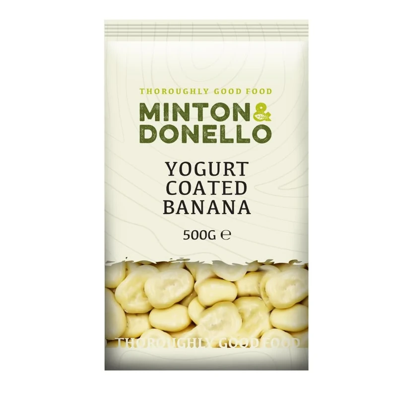 Minton & Donello Yoghurt Coated Banana Chips 6 x 500g (3Kg) - High Fibre, Suitable for Vegetarians