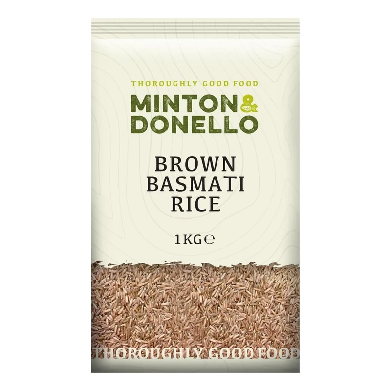 Minton & Donello Brown Basmati Rice 6 x 1Kg (6Kg) - Wholegrain, Nutty Flavour, Versatile for Cooking