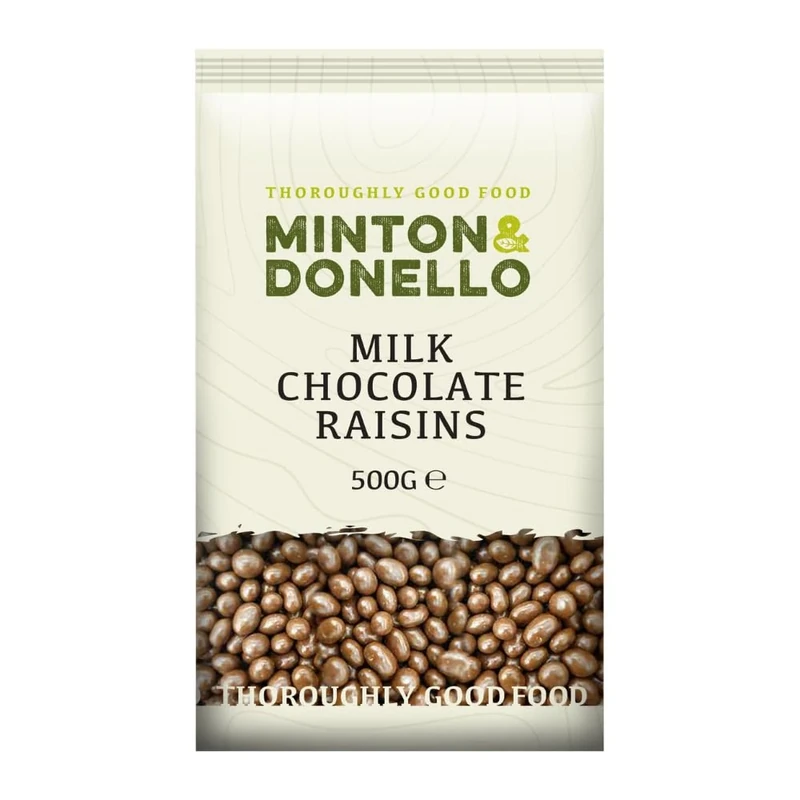 Minton & Donello Milk Chocolate Raisins 6 x 500g (3Kg) - Suitable for Vegetarians