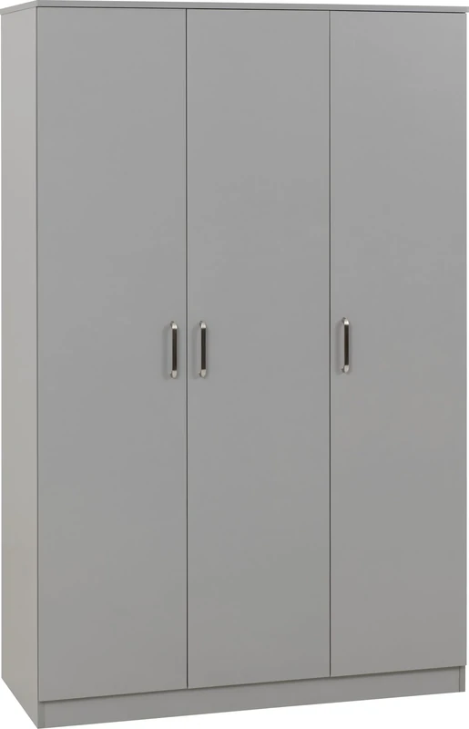 Seconique Dakota 3 Door Wardrobe in Light Grey
