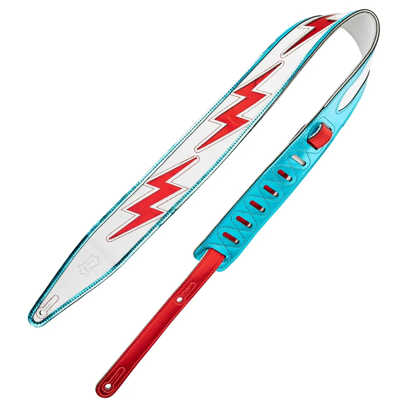 Levy's Leathers x Jodi Head Collaborative Series 2.5" Wide Genuine Leather Guitar Strap with 48" - 55.5" Ladder Style Length Adjustment, Glam Rock Lightning (MJH317-006)