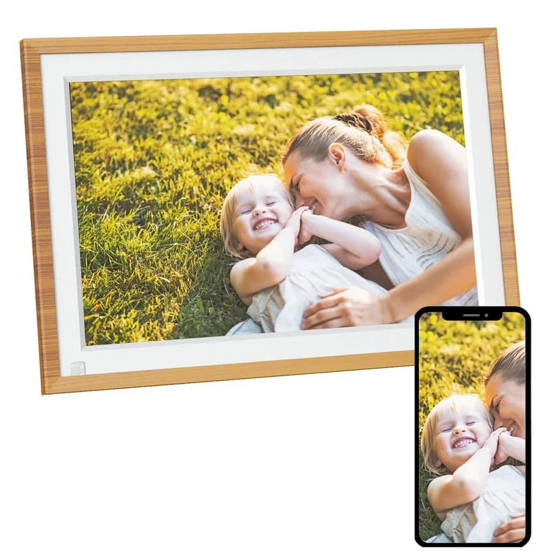 AGFA PHOTO Cadre Photo Connecté Realiview APF1000 Wi-Fi 10" LCD - Affichage Photos/Vidéos, Horloge, Météo, Rotation Auto, Mémoire 32Go, Appli FRAMEO iOS/Android Incluse - Bois