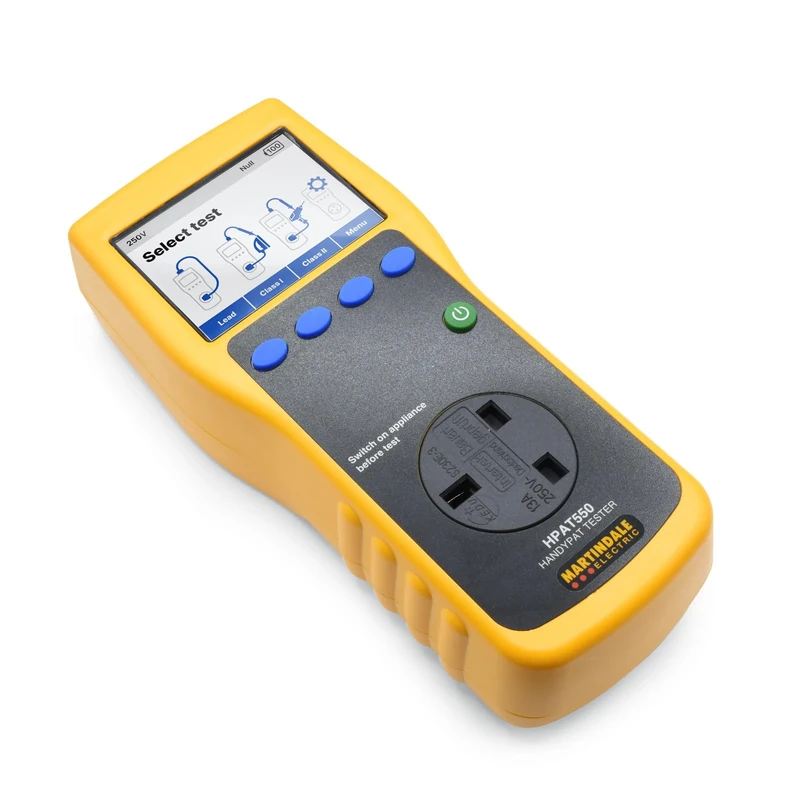 Martindale HPAT550 Handheld Portable Appliance Tester, Rechargeable, Colour Display, Class I & II Testing