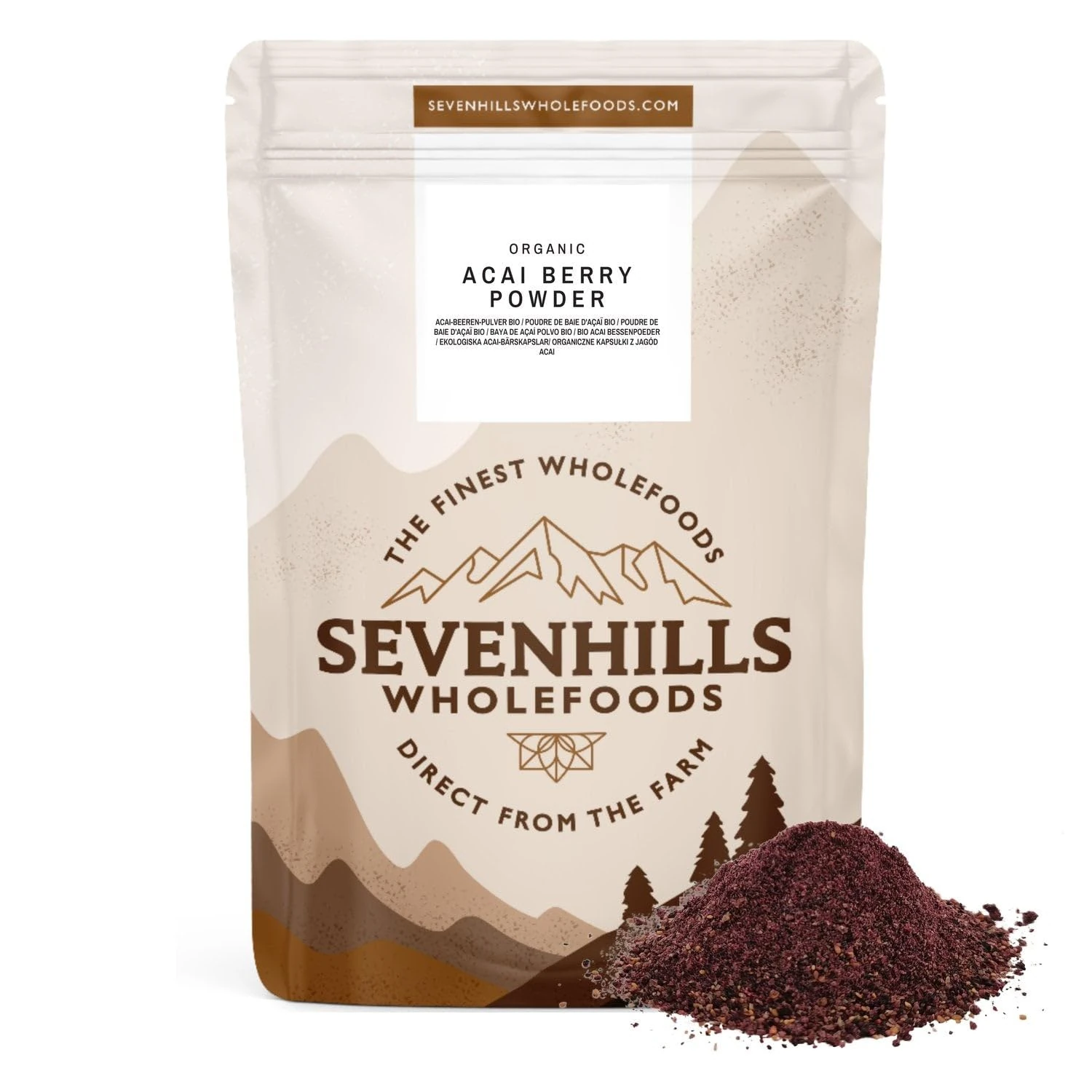 Sevenhills Wholefoods Organic Acai Berry Powder, Freeze-Dried, from Brazil 200g