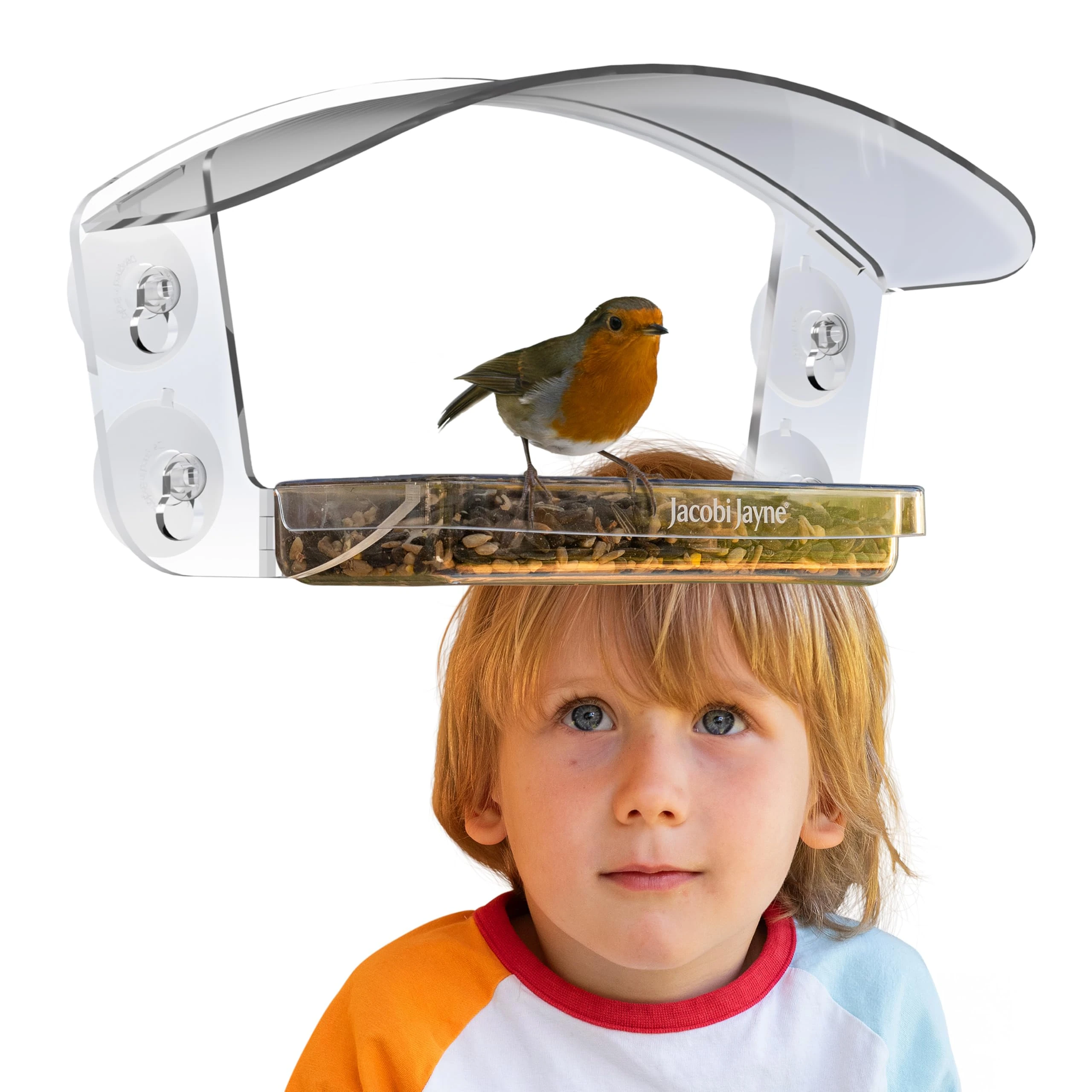 Window Bird Feeders with Strong Suction Cups - Jacobi Jayne® Sky Deck™ Clear Window Bird Feeder - Bird Feeder for Window - Watch Birds Close Up With this Acrylic Window Feeder