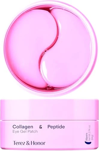 TEREZ & HONOR Peptide Under Eye Patches - 60 Korean Firming, Glowing & Hydrating Hydrogel Mask for Puffy Eyes, Dark Circles, Wrinkles, Fine Lines, Undereye Bags - Anti-Aging Eye Gel Pads