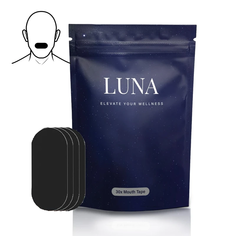 Luna Sleep Tape - Dermatologically Tested - 30 Strips (Black) - Mouth Tape for Sleeping, Women and Men - Supports Nasal Breathing and Reduces Snoring. Gentle But Strong Adhesion