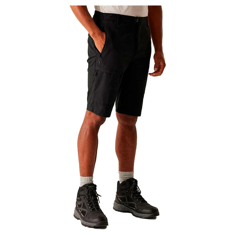 Regatta Mens Highton II Walking Long Shorts Water Repellent Hiking Trekking Black - Image 1