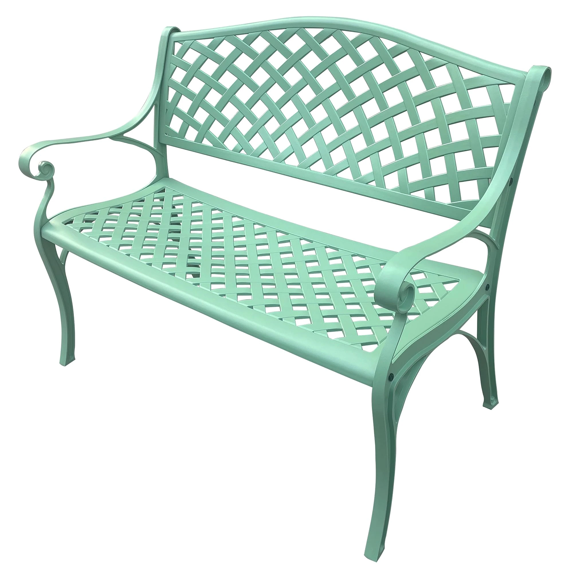 Oakland Living Outdoor Aluminum Modern Seafoam Green Patio Bench Loveseat
