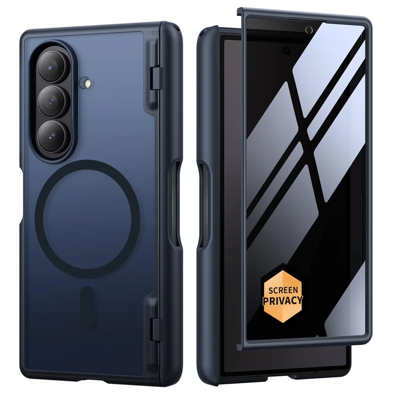 MOBOSI Magnetic for Z Fold 7 Case with Screen Protector, Compatible with Magsafe, Full-Body Coverage Hinge Protection, Shockproof Rugged Slim Phone Case for Samsung Galaxy Z Fold7, Privacy Black