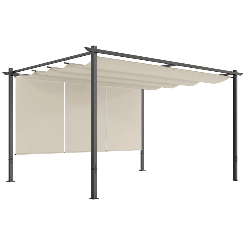 Outsunny 3 x 4m Metal Pergola - Retractable Roof Gazebo
