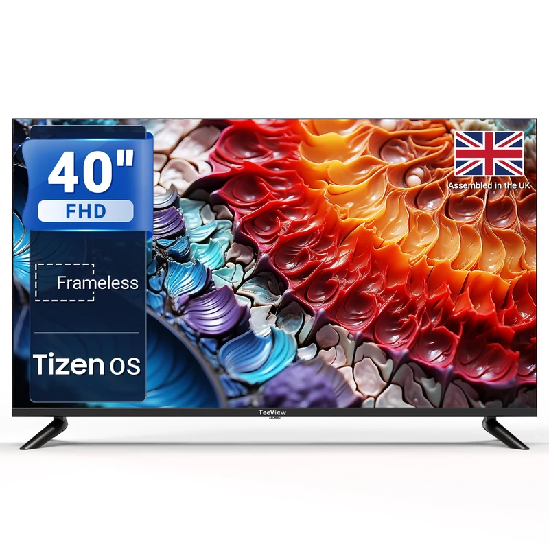 TeeView 40 inch Full HD/FHD 1080P Smart TV Tizen OS TV with Netflix Disney+ Gaming Hub Dolby Audio, Made in the UK