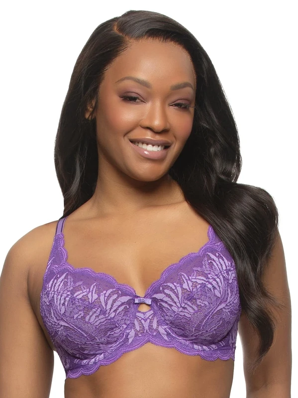 Felina - Paramour Peridot Lace Full Coverage Unlined Bra for Women, Royal Purple, 34C