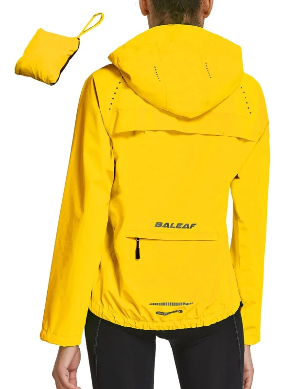 baleaf Cycling Jacket Women's Rain Jacket Waterproof Breathable Hiking Jacket Windbreaker Summer Jacket Outdoor Jackets Lightweight Wind Jacket Trekking Rain Jacket Cycling Jacket, light yellow, M