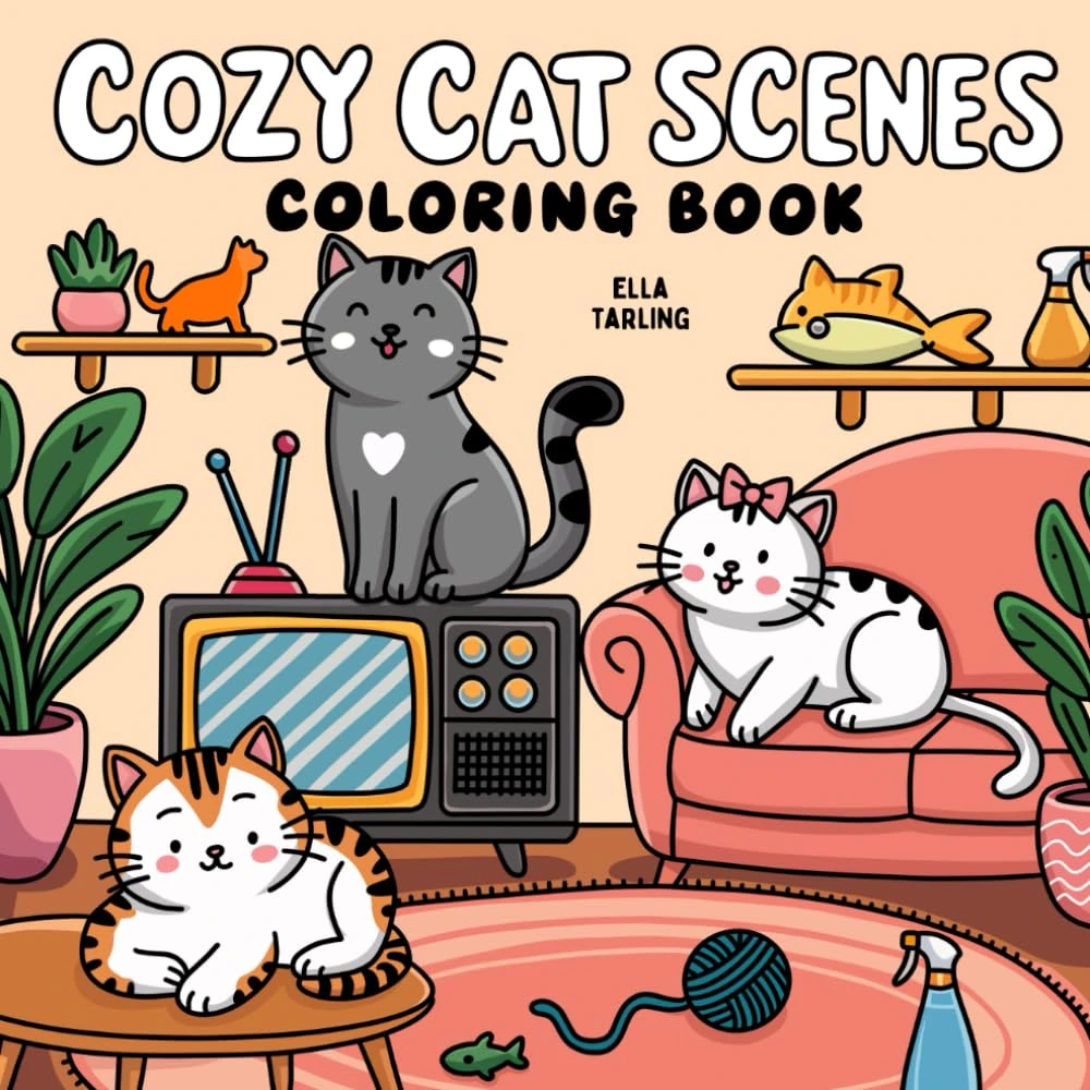 Cozy Cat Scenes: 40 Playful Moments - A Relaxing Coloring Book for Adults & Teens