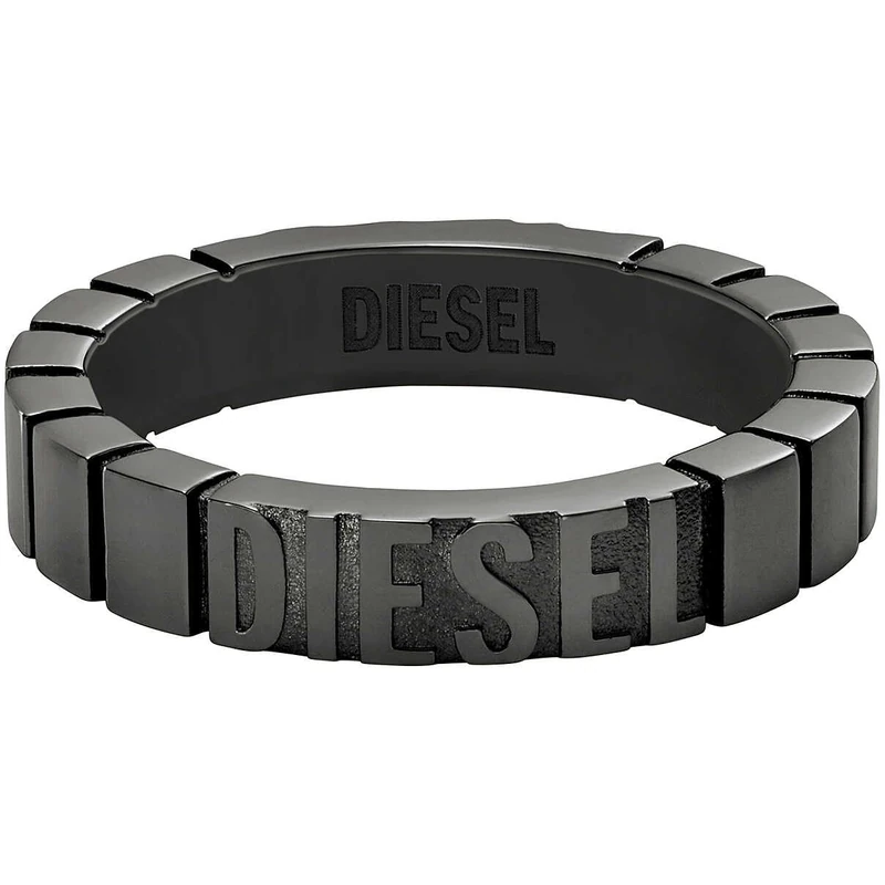 Diesel Men's Stainless Steel Band Rings, 9, Graphite