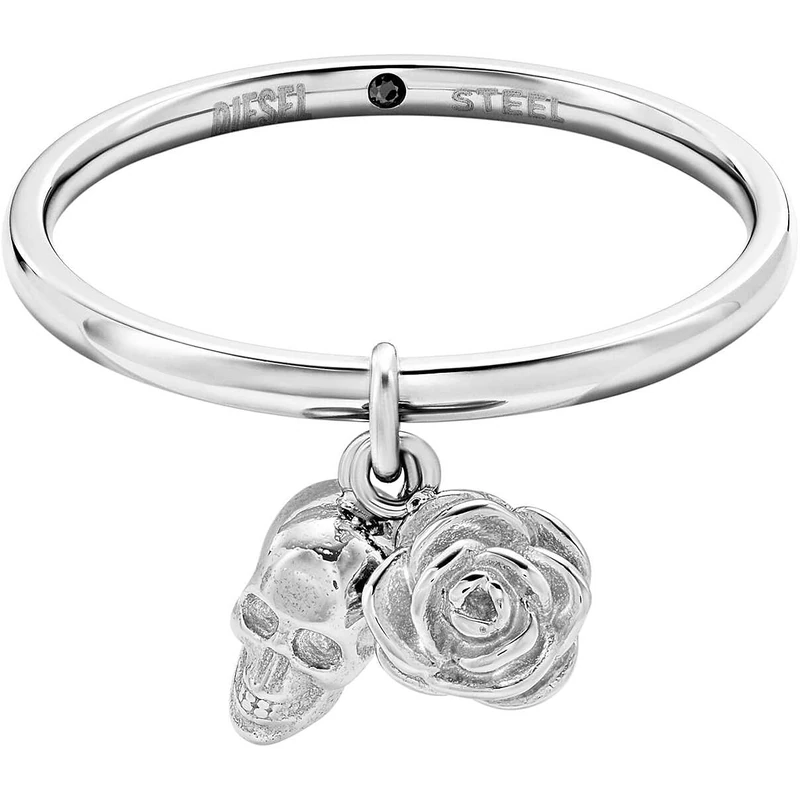 Diesel Men's Stainless Steel Band Rings, 10, Grey