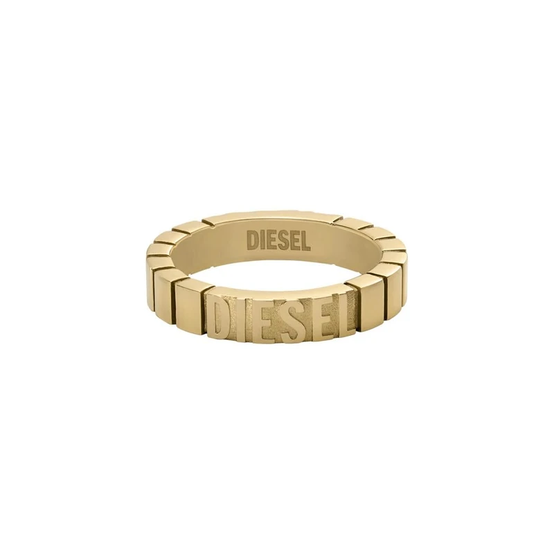 Diesel Men's Stainless Steel Band Rings, 7, Pale Gold tone