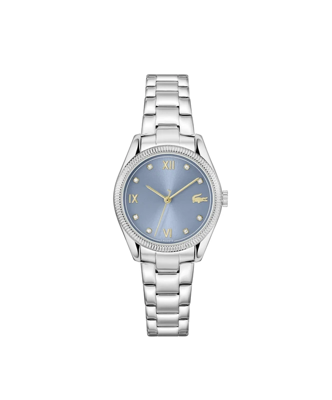 Lacoste Three Hand Quartz Movement Watch for Women Parisienne Collection with Silver Stainless Steel Bracelet - 2001423