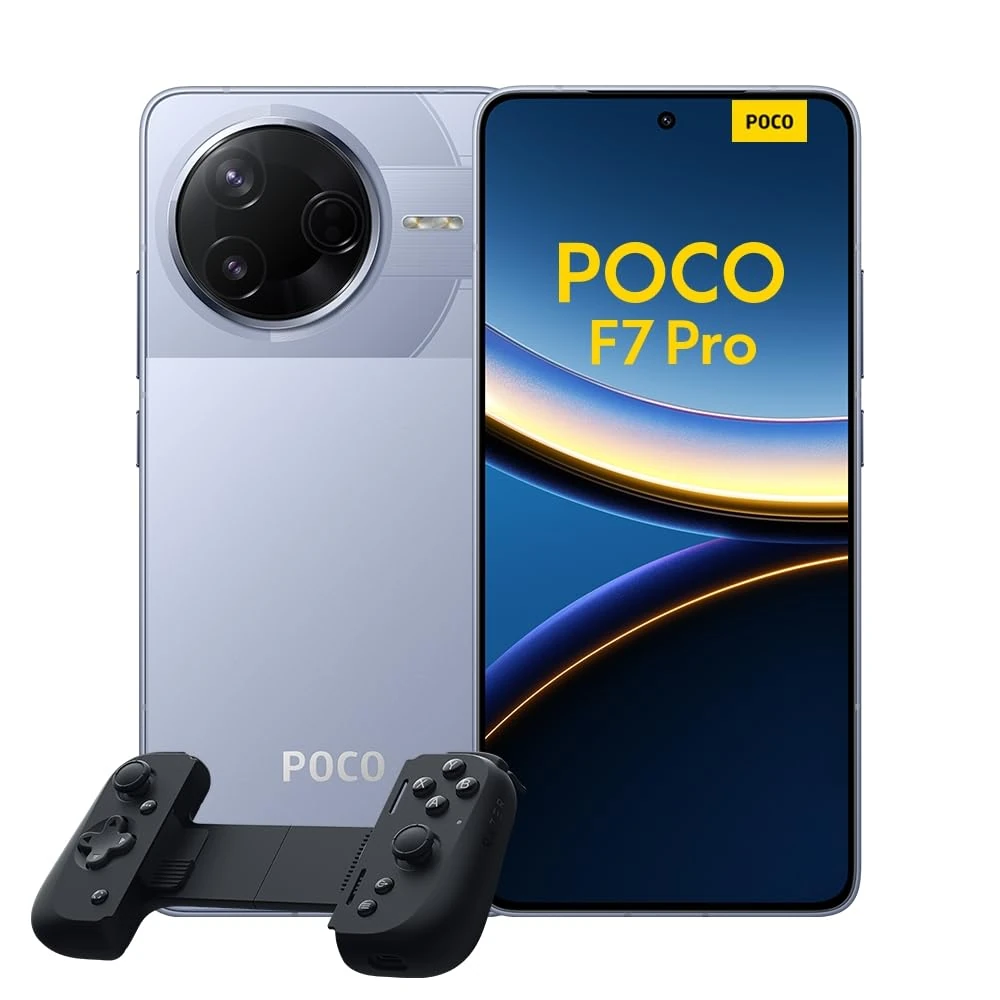 Xiaomi POCO F7 Pro Smartphone, 12+512, Blue, 6000mAh battery, 90W HyperCharge, HyperAI(No power adapter included) + Razer Kishi V2 USB-C