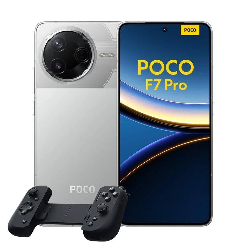 Xiaomi POCO F7 Pro Smartphone, 12+512, Silver, 6000mAh battery, 90W HyperCharge, HyperAI(No power adapter included) + Razer Kishi V2 USB-C