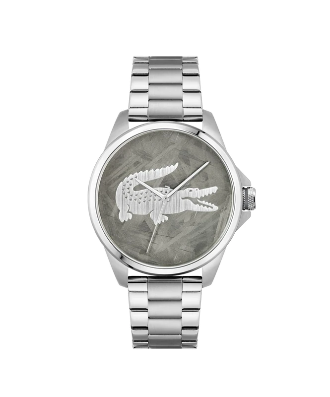 Lacoste Three Hand Quartz Movement Watch for Men LE Croc Collection with Silver Stainless Steel Bracelet - 2011393