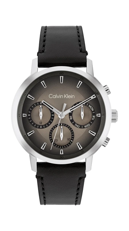 Calvin Klein Analogue Multifunction Quartz Watch for Men Gauge Collection with Black Leather Strap - 25200496