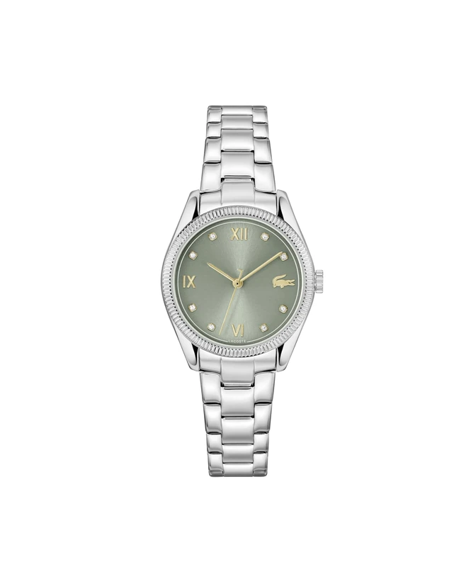 Lacoste Three Hand Quartz Movement Watch for Women Parisienne Collection with Silver Stainless Steel Bracelet - 2001421